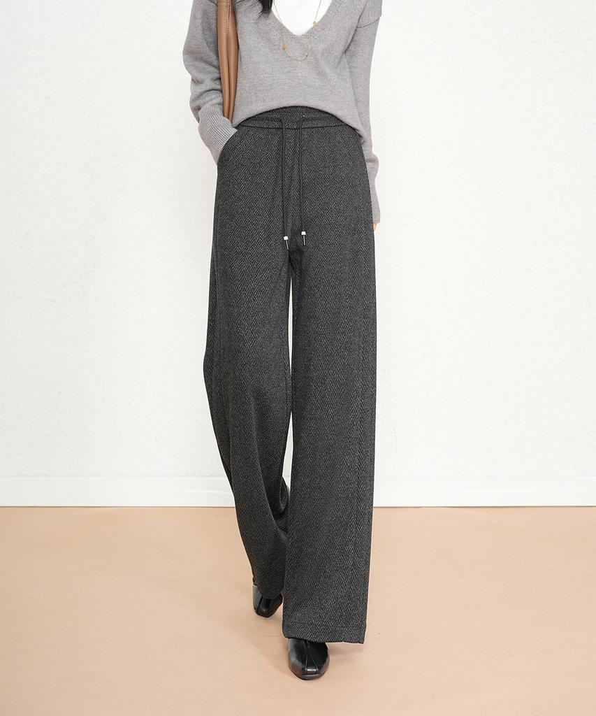 Women's Wide-Leg Winter Sweatpants with Drawstring Waist - Casual European & American Style.