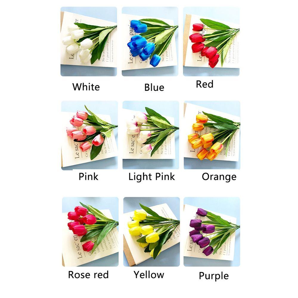 Garden 9 Head Real Touch Bridal Decoration Home Fake Flower Artificial Flower Bouquet Tulip Flower