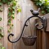 European Vintage Cast Iron Bird Hook Distressed Finish for Garden Patio Outdoor Wall Decor