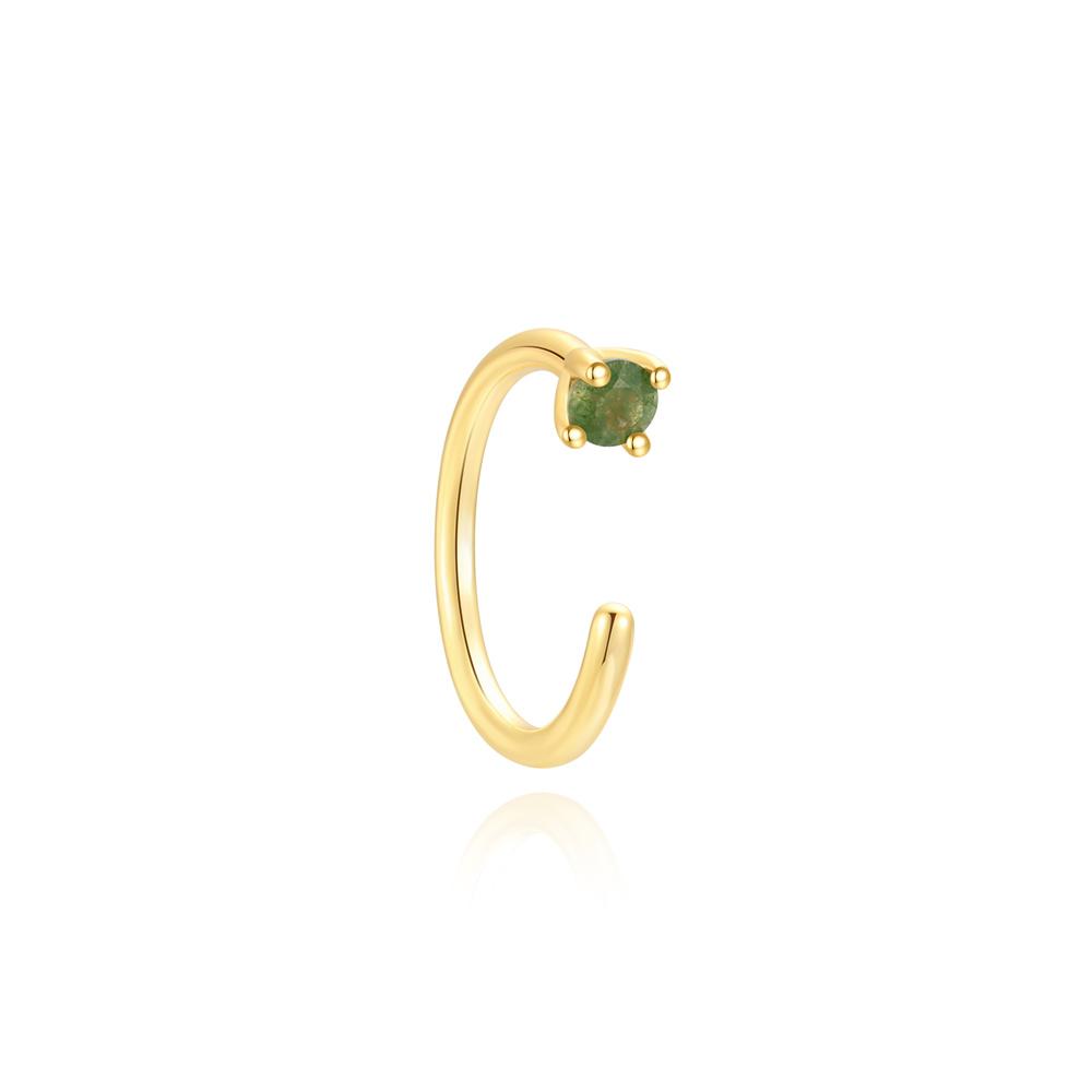 

CANNER 1PC Horse Eye Natural Water Grass Agate 925 Silver Flat Head Thread Puncture Earring Green Moss Piercing Earring