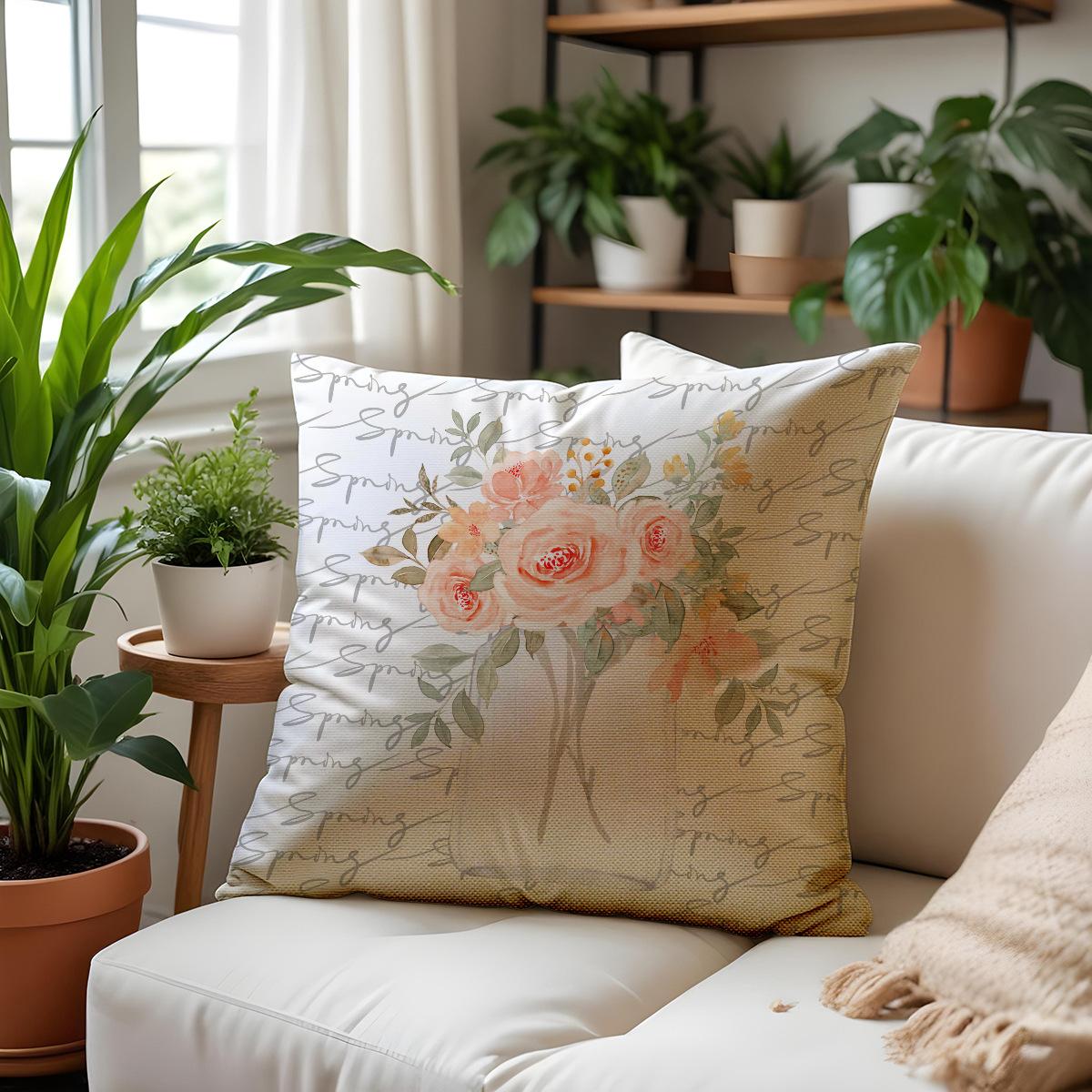 

Spring New Spring Letter Print Pillowcase Cute Cartoon Living Room Decorative Sofa Pillow Bed Head Cushion 45 * 45Cm