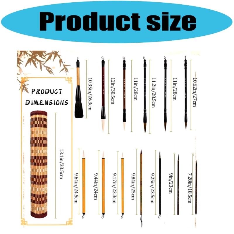 13Pieces Bamboos Calligraphy Brush Art Set Ideal for Chinese Japanese Calligraphy Hand Lettering and Creative Projects