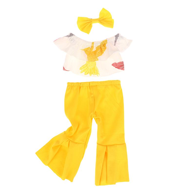 

18 Inch Doll Clothes Suits One Shoulder T-Shirt Flared Pants For American Girl Dolls Kid Toys Dolls Clothing Accessories