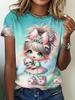Girl Clothes Cute Cartoon Girl 3D Print Summer Casual Short Sleeve Fashion O-Neck Kids Top Trendy Streetwear Children's Clothing