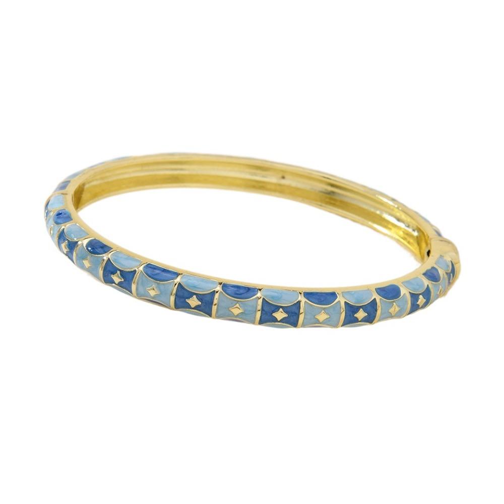 Chinese Hawaiian Flower Bangle Square Shape Women's Hand Bracelet Vintage Cloisonne Bangle Girls