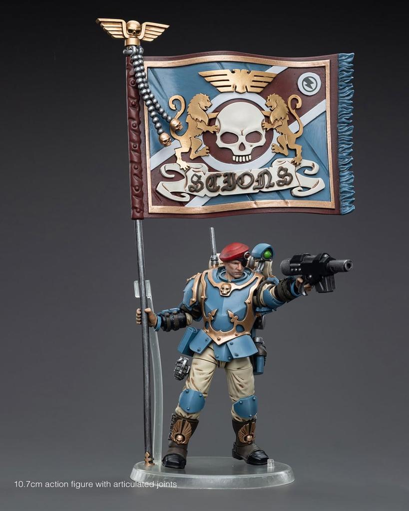 Pipigirl JoyToy 40K Oryginalna Licencjonowana Ruchoma Astra Militarum Tempestus Scions Command Squad 55th Kappic Eagles Banner 4-calowa Figurka Akcji Anime