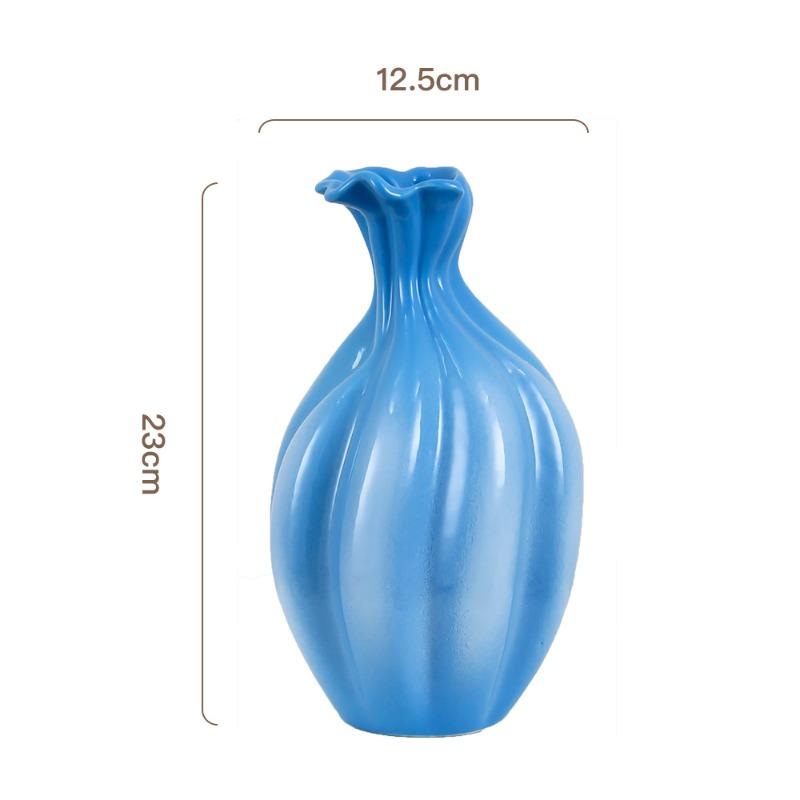 European-style Ceramic Vase Blue High-end Hydroponic Flower Arranger Living Room and Dining Table Floral Vase Home Decoration