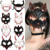 Halloween Half-face Bloody Masks Anime Skull Party Mask Prop Skeleton Fierce Tiger Night Fork Tengu Man Wolf Cosplay Party Decor