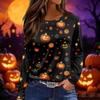 Women's Long Sleeve Neck Halloween Printed Top