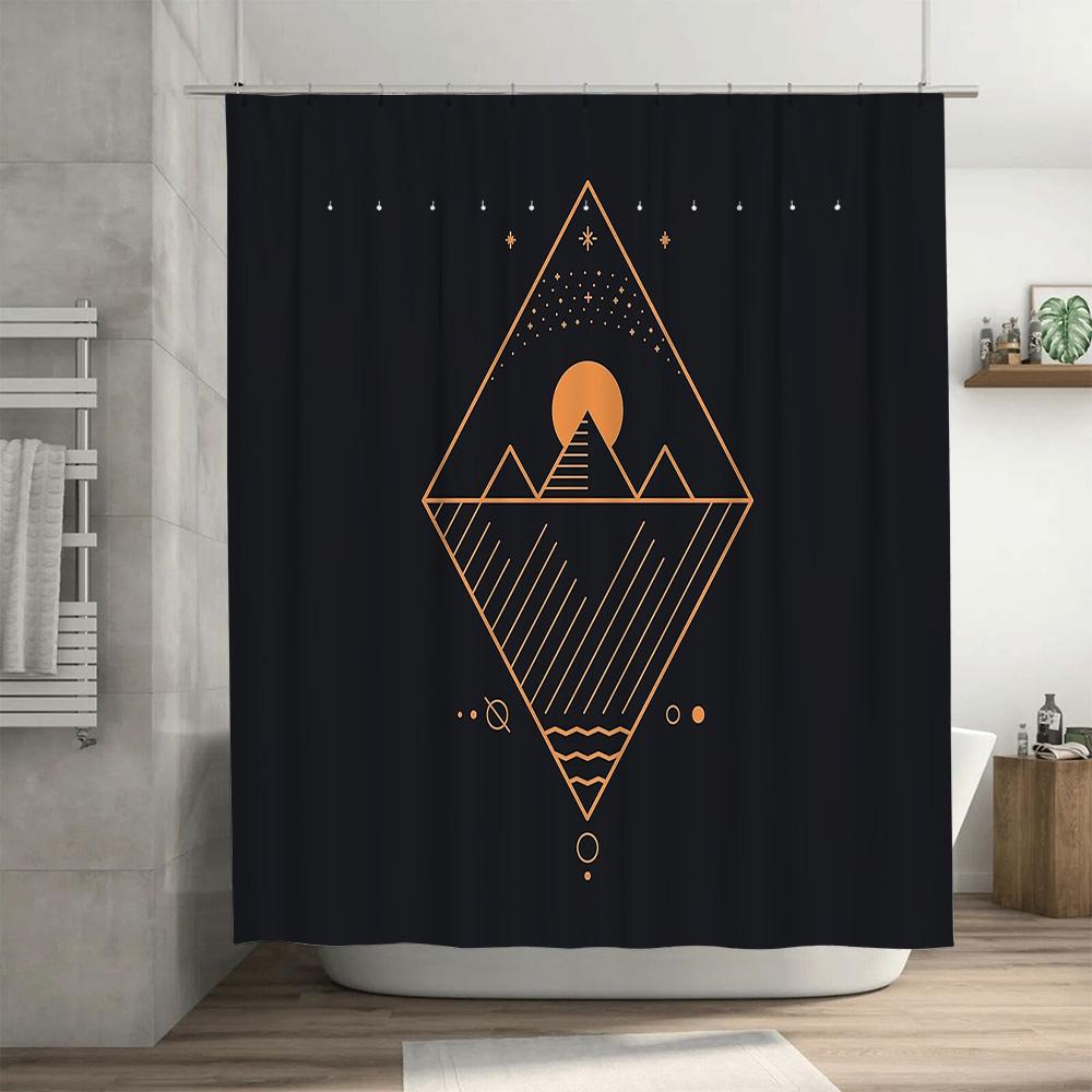 Unframed Mountain Landscape Shower Curtain Nature Forest Trees Scenic Backdrop Modern Bathroom Decor Artistic Tapestry Wall Hang