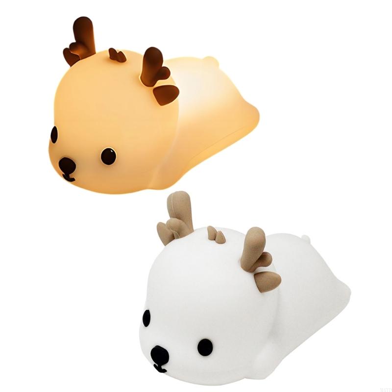 LED Rechargeable Cartoon Deer Lamp Decoration Bedside Lamp Silicone Wireless Night Lights Touch Control Night Light M4YD