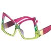 Fashion Polygon Big Frame Anti Blue Light Glasses Women Prescription Myopia Retro Men Green Yellow Eyewear
