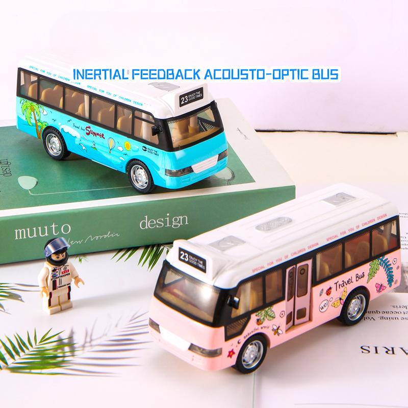 School Bus Toys Cars Die Cast Plastic Little Cars City Bus With Sound And Light Up Friction Powered Cars Play Toys Gift For Kids
