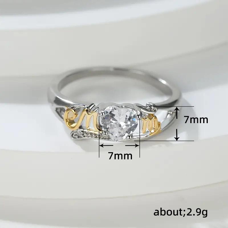 Mother'S Day Gift, Mother'S Love, Mother'S Love, Inlaid Love Zircon Two-Color Ring.