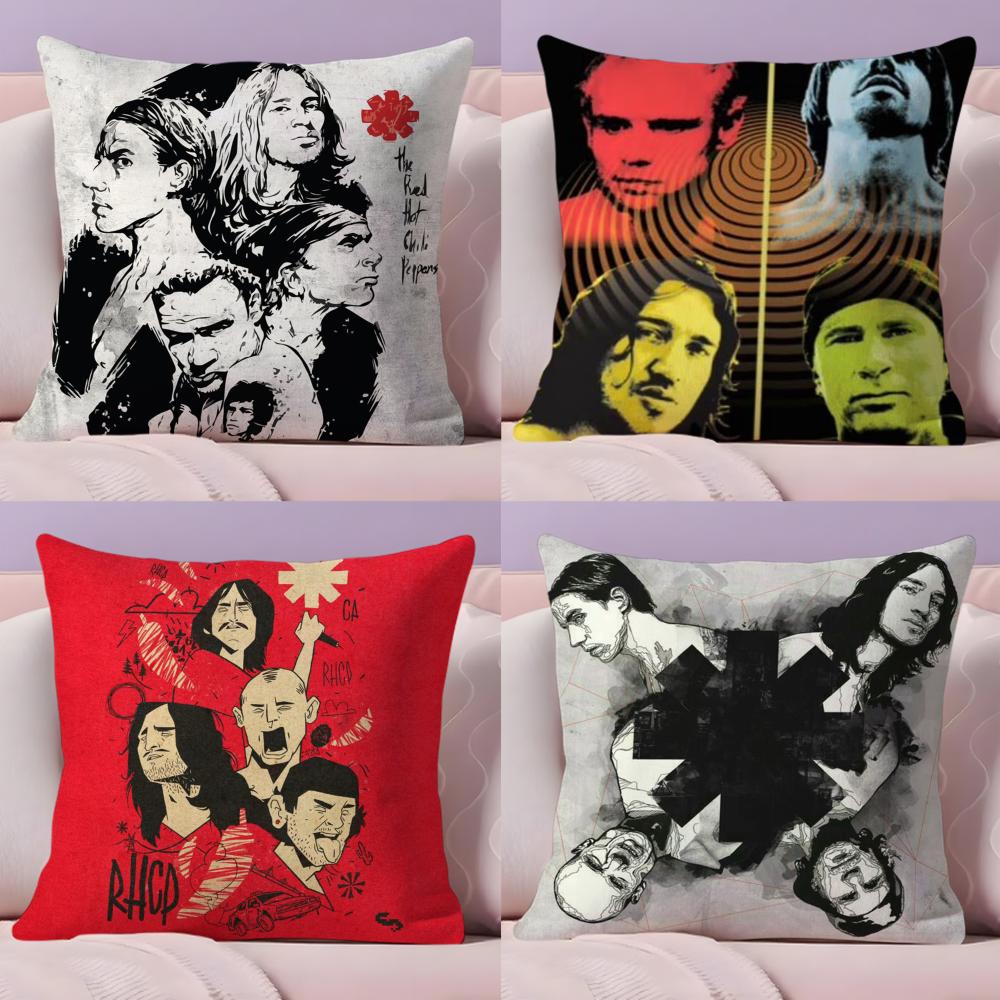 R-Red Hot C-Chili Peppers Band Cushion Cover Plush Fabric Soft Double-Sided Printed Sofa Warm Winter Home Gift Pillow Cover