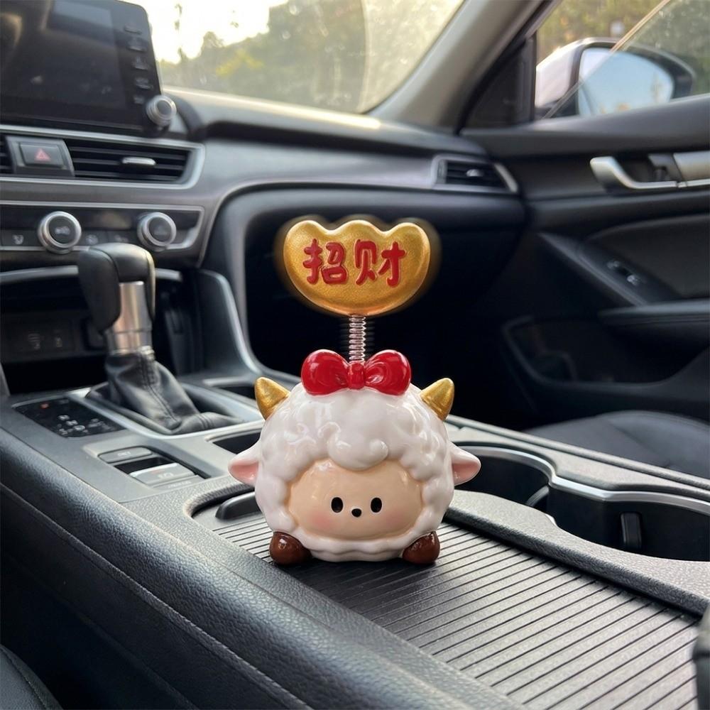 Resin Auto Interior Lamb Ornament Creative Zodiac Sheep Statue Chinese Zodiac Figurine  Table Decor