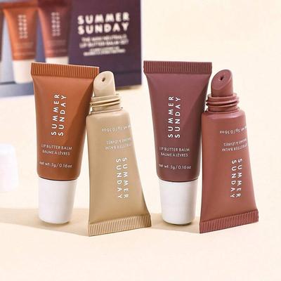 4pcs 4-in-1 Mini Lipsticks & Lip Glosses/Plumping Hydrating Lip Oil/High-Shine Lip Balm/Non-Sticky Clear Lip Gloss Suitable for Skin Types