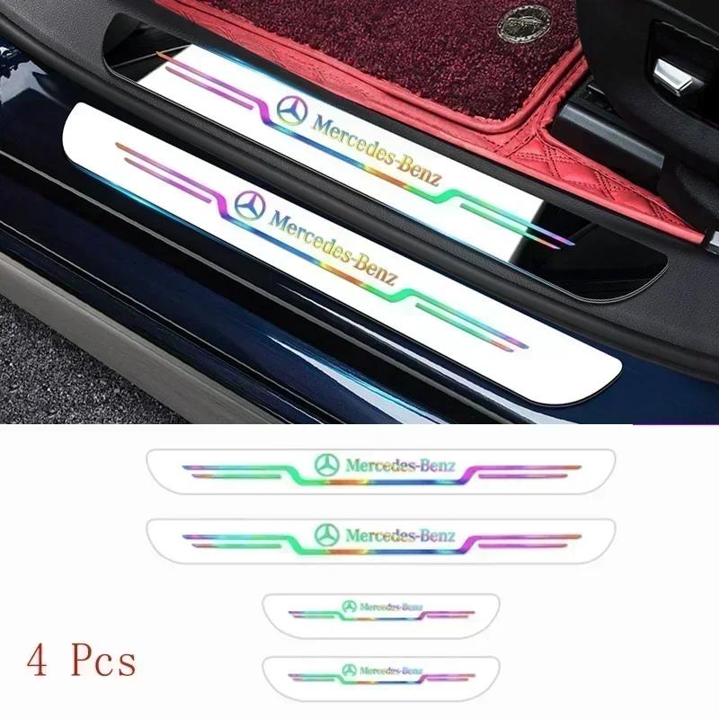 4 Stück Auto Laser Schweller Schutz Auto Emblem Aufkleber Zubehör für Mercedes Benz AMG Brabus Smart W204 GLC CLA W205 W203 W206