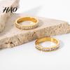 Engagement Ring Smooth Surface Noble Couple Square Wedding Cubic Zirconia Jewelry Accessory
