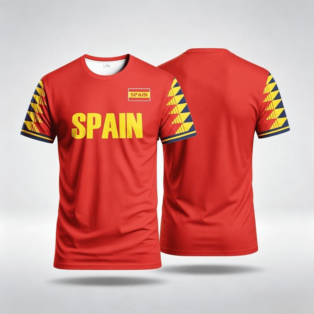 Maglietta da calcio estiva Spagna Top Stampa Maglia da calcio Uomo Maglietta casual traspirante Uomo Donna Maniche corte Top