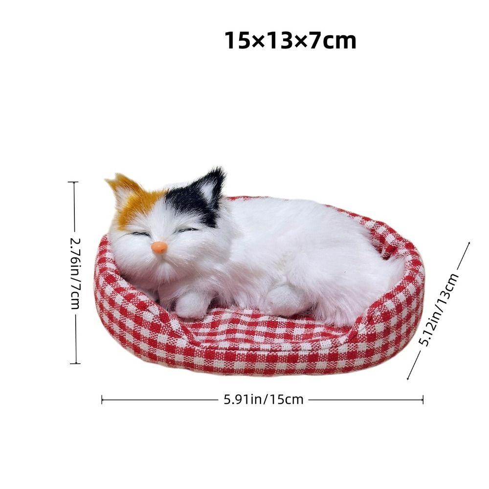 Kawaii Kitty Simulationsfell Katzenmodell auf Kissen Lebensecht Schlafende C Spielzeug Exquisite Weiche Plüschtierfigur Kindergeschenke