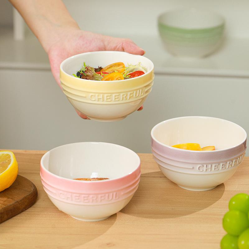 Bowl Style High Value Color Glaze Simple Style Household Ceramics Gradual Change Mocha Bowl Dessert Bowl Rice Bowl