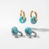 YF7031 Trendy Non Tarnish Hypoallergenic Jewelry 18K PVD Gold Plated Stainless Steel Natural Stone Agate Gemstone Hoop Earring