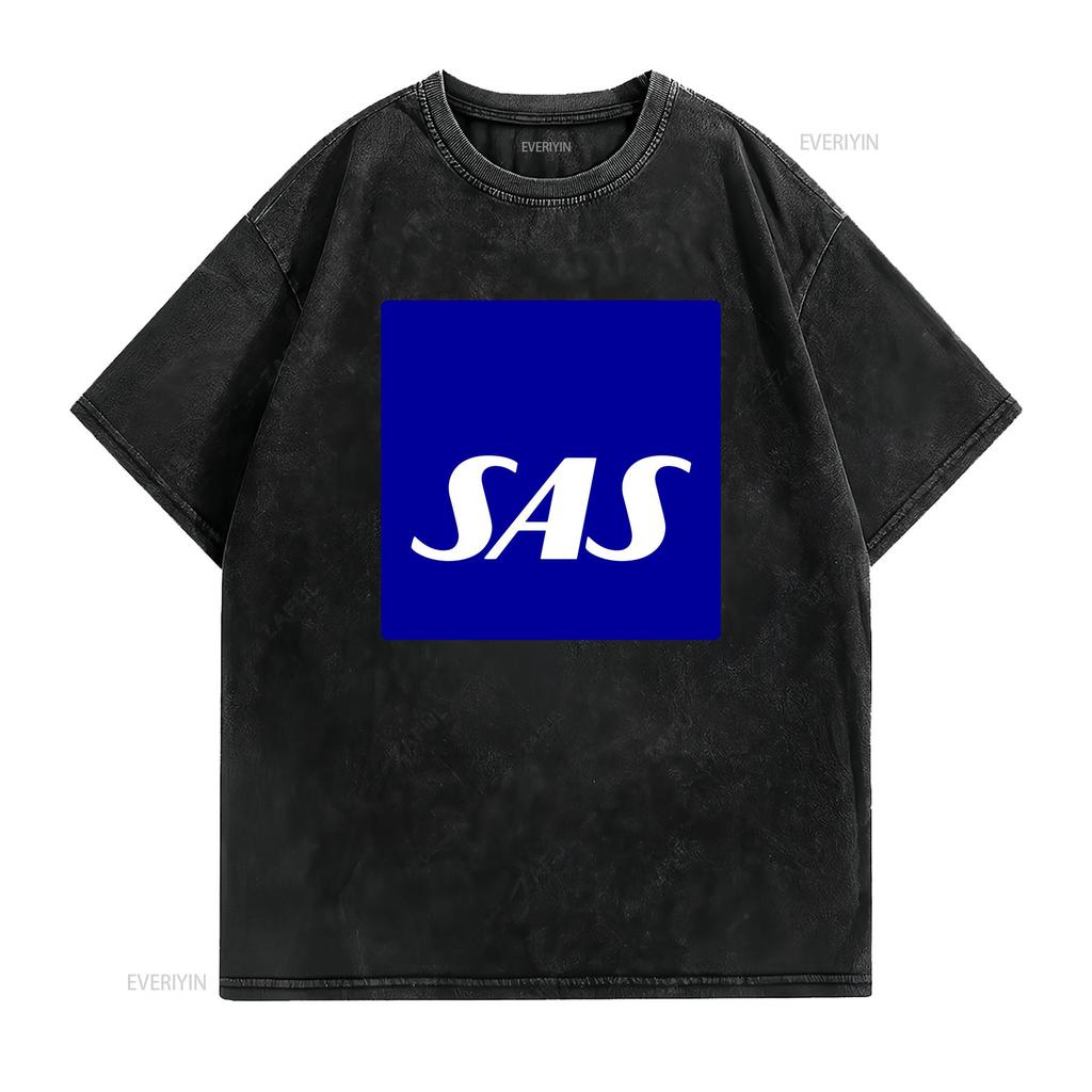New Shirt Sas Scandinavian Airlines Logo T Funny Size S To 5xl Vintage Washed Homme Unisex Casual Graphic Comfortable