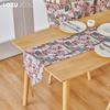 1PC LOZUJOJU French Romantic Retro Curtains Pink Rose Printed Tassel Table Runner for Dinner Table Decor Kitchen for Home Table Home Decor