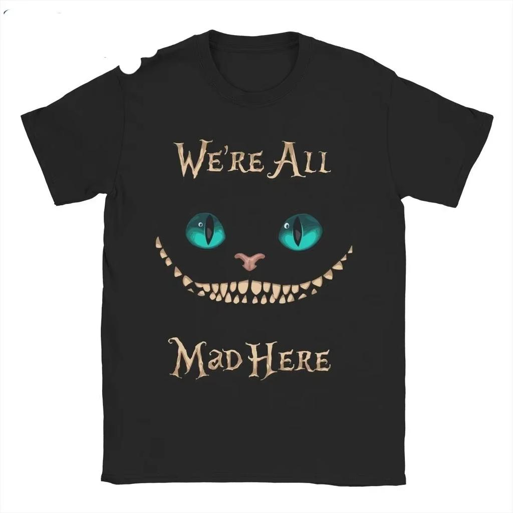 Womens Alice In Wonderland Cheshire Cat TShirt Clothes Crazy Sleeve Crew Neck Tee Shirt Summer Top Harajuku Short Sleeve Casual
