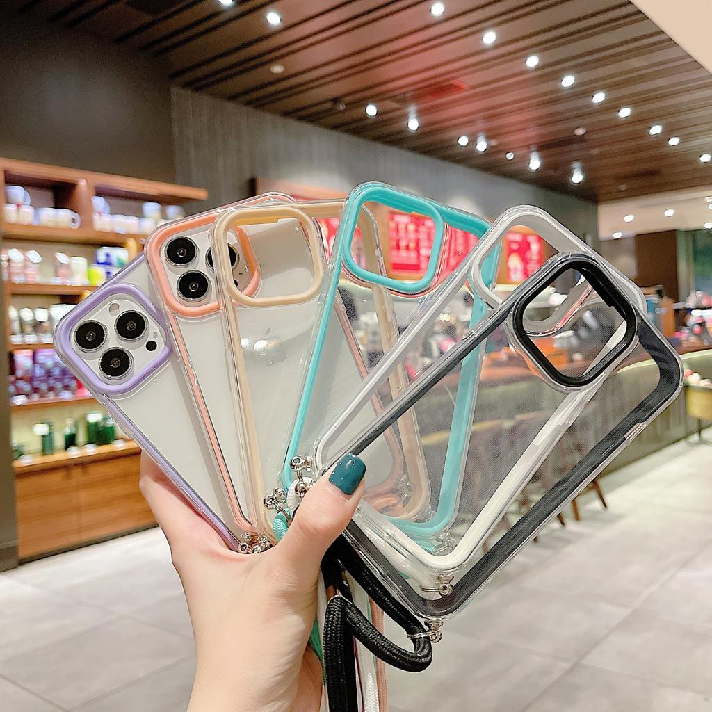 Applicable To the New Apple 14PROMAX Mobile Phone Case iPhone13 Mobile Phone Case Apple 14 Three-in-one Transparent Lanyard