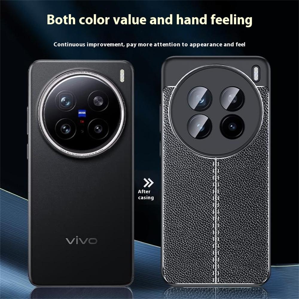 For vivo X200 5G Case Litchi Texture TPU Flexible Phone Cover,Black