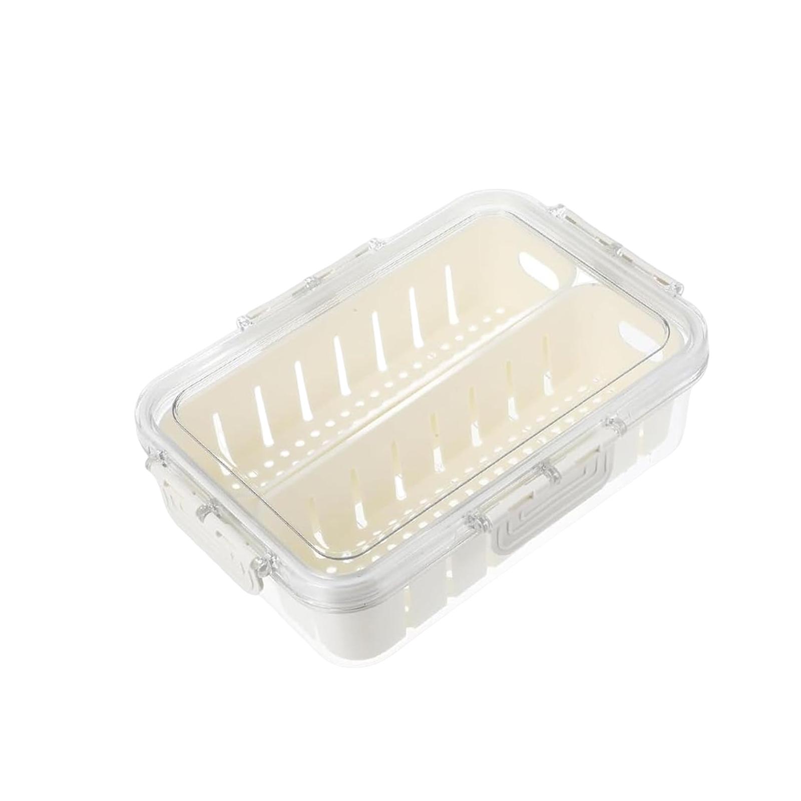 

Food Grade Sealed Storage Container with Drainable Design 2/8 Compartments Durable Plastic Kitchen Organizer Box for Fruit and Snacks