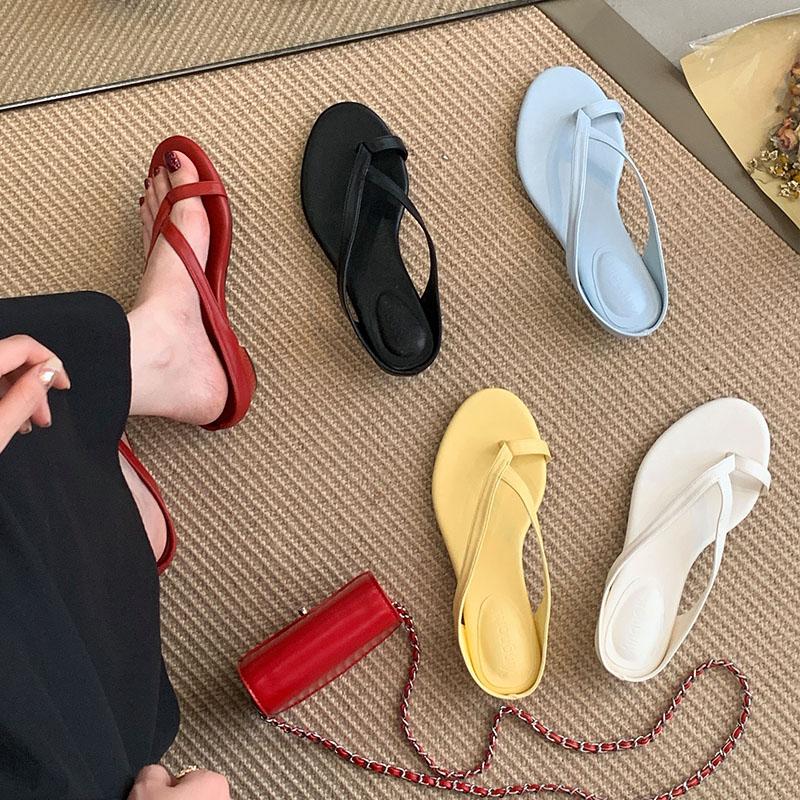 Fashion Fashion Round Toe Ladies  Low Heel Slippers Shoes Luxury Footwear Women Heeled Slippers Slides Shoes Female Sandals Flip flops