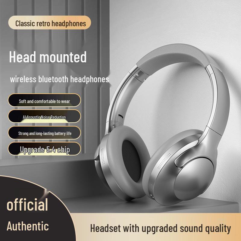 American Retro Over-Ear Wireless Bluetooth Headphones with Long Battery Life - Universal Stereo Headset for Mobile Phones.