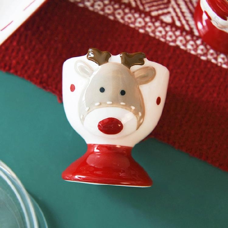 Ceramic Eggs Holder Cup Christmas Themed Porcelain Small Wine Cup Home Decoration Accessories Elegant Party Drinkware