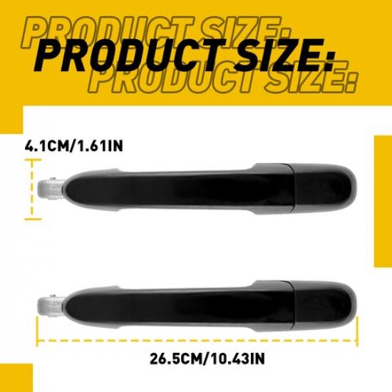 2X For Hyundai 2006-2011 Accent Outside Door Handle Rear Left + Right Black EAH