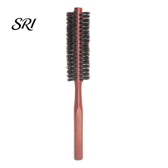 Detangling Hair Brush Boar Bristle Round Portable Straightening Curling Volumizing Dryer Compatible Men Women Comb with Wooden Handle