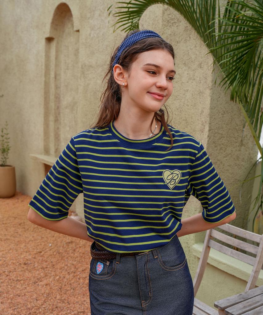PIGMENT Spring Heart Embroidery T-Shirt (Jxht241220)