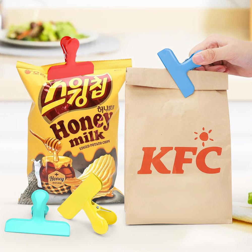 12Pcs Wide Stainless Steel Chip Clips Metal Bag Closer For Food Storage