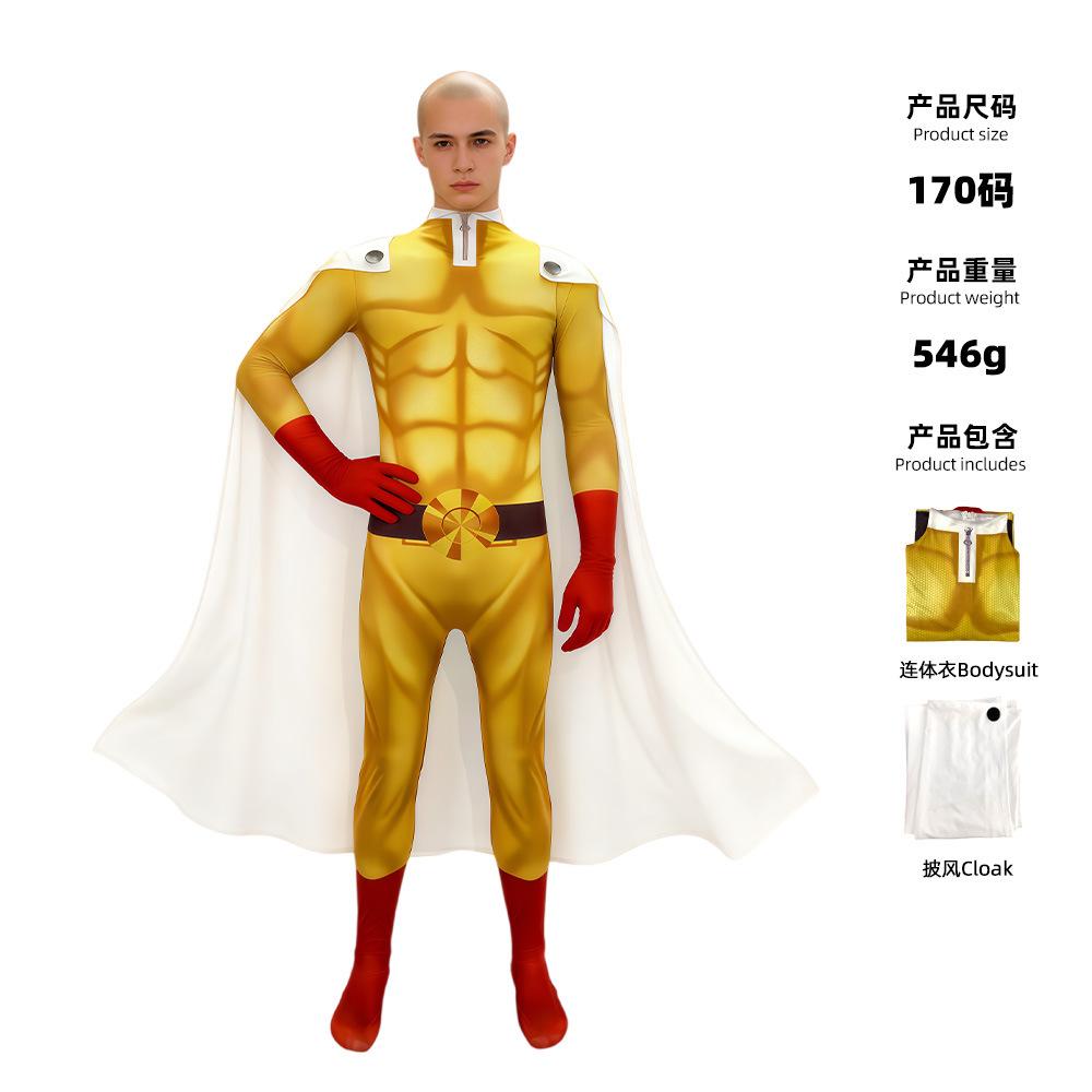Hot-selling one-punch superman cosplay one-piece tights combat suit halloween saitama teacher cos suit 110 (children)