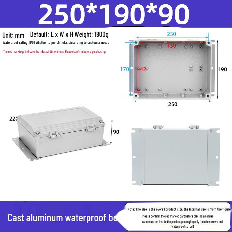 Druckguss-Aluminium Außenverteilerkasten IP65 Wasserdichtes Gehäuse