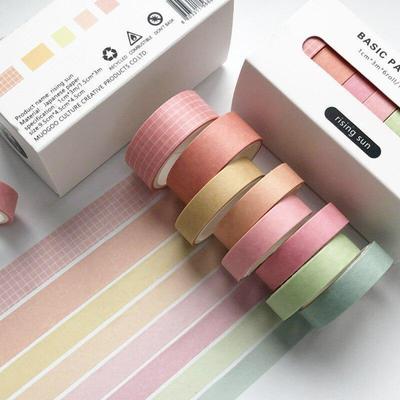 New 8Pcs/Lot Basic Decoration Washi Tape DIY Scrapbooking Stick Journal Planners Stickers Masking Tape Set Stickers Stationery
