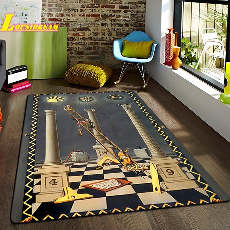 Freemason Illuminati Fashion Print Rug Home Decor Rug Anti-Slip Rug Living Room Bedroom Kitchen Bathroom Balcony Floor Mats