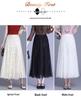 A-line Midi Skirt: High Waist Mesh Lace Patchwork for Women - Spring/Summer 2026