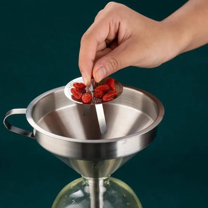 304 Stainless Steel Funnel Filter Set Rust Resistant Food Grade Wide Mouth for Kitchen Canning Liquid Transfer Home Baking Use