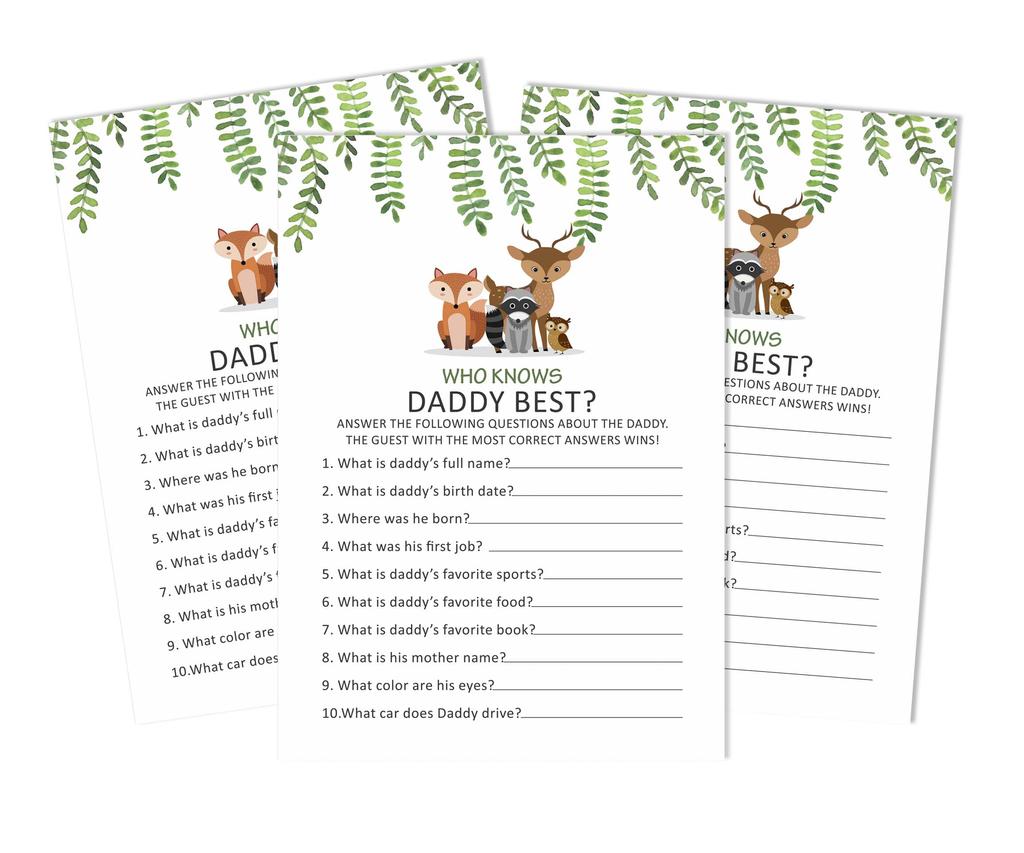 Inkdotpot 50 Ratgeberkarten für Babyparty-Spiel, geschlechtsneutrale Ratschläge für neue Mama und Papa, Grünpflanzen und Tiere, Junge oder Mädchenparty