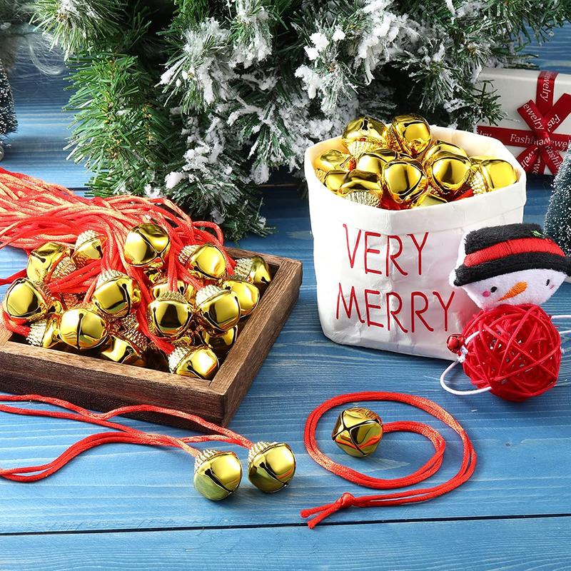 WTEMPO Christmas Bells with Ropes Large Bells for Making Handcrafts Holiday Party Supplies Christmas Tree Hanging Pendent Bells Festive Decorations