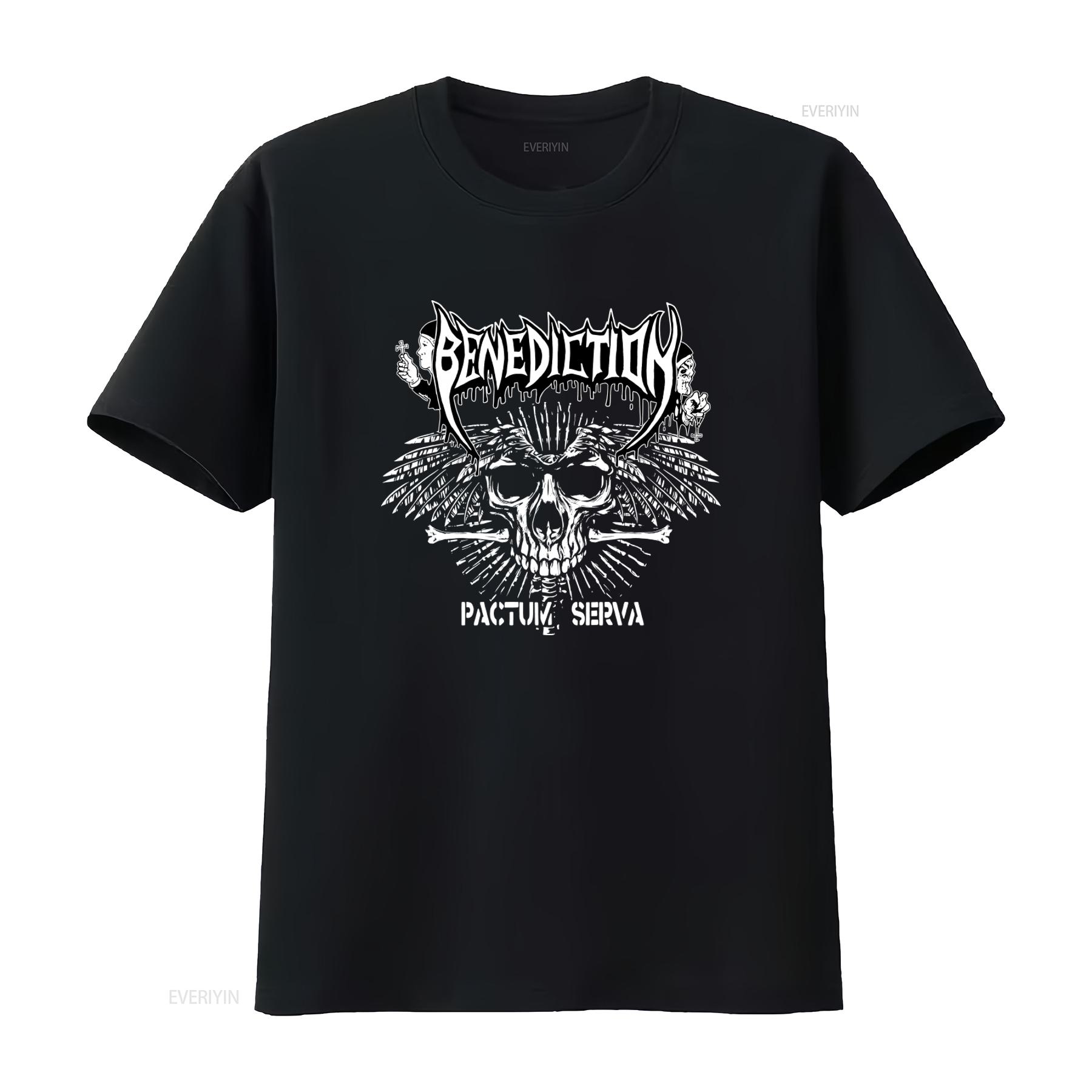 

Benediction Pactum Serva Skull Death Metal T Shirt S M L XL XXL Official Design vintage Washed Unisex Stylish Versatile 4XL