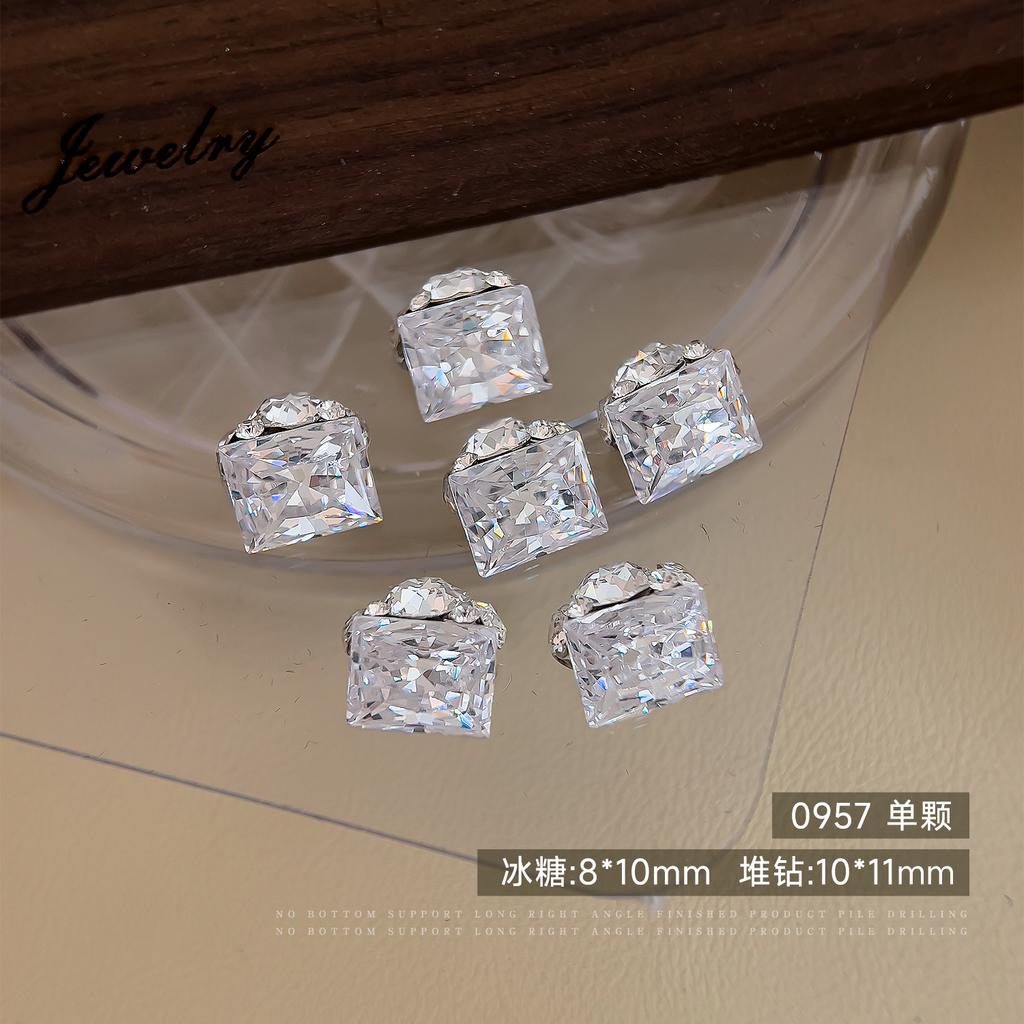 Sparkling Zircon Nail Art Pile Jewelry Light Luxury Versatile Transparent White No Bottom Support Rock Sugar Pigeon Egg Ball Finished Product